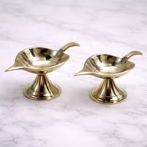 Festive Brass Diya Vintage Design Oil Lamp Ethnic Style Diwali <b>Mandir</b> Home Decor - Product Image 5