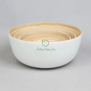 Eco friendly round bamboo serving salad fruit mixing bowl from Vietnam
