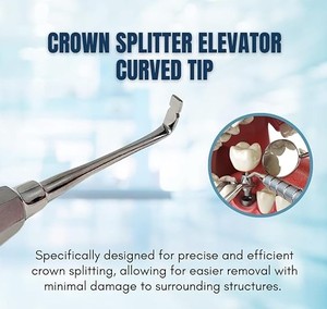 Elevadores Dentales para Cirugía Oral, Separadores y Extractores de Raíces, Punta Curva a 90 Grados, Acero Inoxidable, Manual, CE - Product Image 6