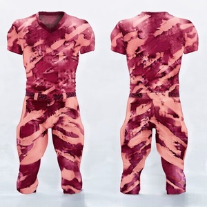 Uniforme de Fútbol Americano Personalizado, Jersey Sublimado Rosa y Marrón y Pantalones Acolchados, Ropa Deportiva Profesional, Conjunto Transpirable para Partidos - Product Image 1