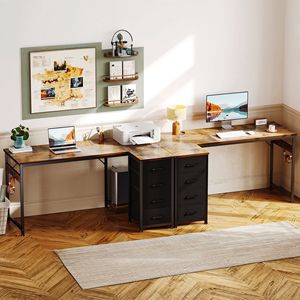 48 Inch Computer Desk with 4 Fabric Drawers Home Office Writing Desk with Side Hook Study <b>Work</b> <b>Table</b> - Product Image 5