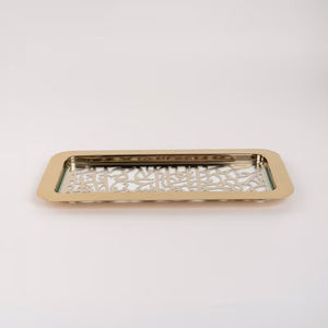 Platos Cuadrados de Acero Inoxidable Chapados en Oro con Asa para Cocina, Bandeja de Servir - Product Image 4