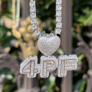 Colgante de Corazón 4PF con Baño de Rodio y Cristal, Amuleto Hiphop, Joyería Unisex para Regalo - Product Image 1