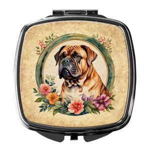 Dogue De Bordeaux Flowers Compact <b>Travel</b> Makeup <b>Mirror</b> Handheld Folding Pocket <b>Mirror</b> for Women and Girls Decorative Gift Idea - Product Image 1