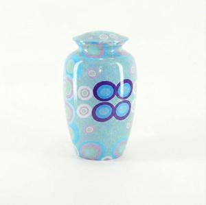 Modern Metal Cremation Urn Blue <b>Red</b> Glaze Cross Design Handmade Traditional Sympathy Keepsake <b>Vase</b> for Adult Ashes cremation - Product Image 5