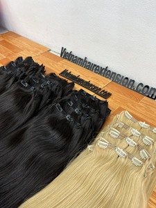 Extensions de cheveux vierges Remy lisses vietnamiennes à clipser en gros - Product Image 2