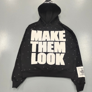 Meilleures ventes : Sweat à capuche pour homme, style 'rhinestone', coupé-cousu, délavé à l'acide, coupe oversize, patchwork appliqué, coupe carrée, effet vieilli - Product Image 4