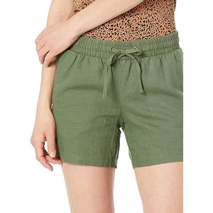 Shorts pour femmes personnalisés de haute qualité, taille mi-haute, avec cordon de serrage, décontractés, délavage clair, écologiques, séchage rapide, 100% coton, Créez votre design - Product Image 5
