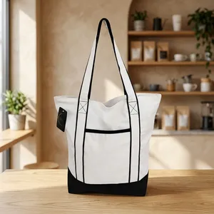Sac fourre-tout en toile premium 40x60cm, durable et réutilisable, avec poignées robustes pour les magasins de détail et les marchés - Product Image 1
