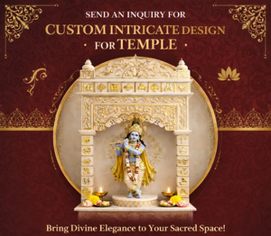 Templo Rectangular Tradicional Tallado en Mármol Blanco y Dorado de 4.5 pies, Mandir Pooja Tallado a Mano, Lujoso para el Hogar - Product Image 5