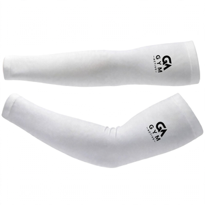 Manches de compression pour hommes GYM ACTIVE, blanches, longueur coude, UPF50+, polyester, légères, séchage rapide, respirantes, pour la gym, toutes saisons - Product Image 3
