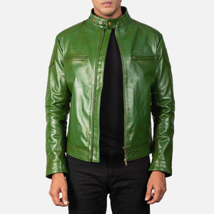 Wholesale <b>Men's</b> Breathable Outdoor <b>Faux</b> Fur Stand Collar Winter <b>Jacket</b> Custom Logo Casual Genuine <b>Leather</b> Biker <b>Jackets</b> - Product Image 1