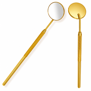 Gold Plated Round Pocket Handheld <b>Makeup</b> <b>Mirror</b> 3X <b>Magnifying</b> Single Side Metal Frame - Product Image 1