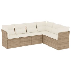 Conjunto de Sofá de Jardín Grande con Patas Ajustables en Ratán Sintético PE Beige, Muebles de Jardín Ajustables - Product Image 2