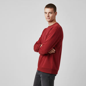 Wholesale <b>Men's</b> <b>Red</b> Crew Neck Pullover <b>Sweatshirt</b> With Front Flame Logo Print And Chest Pocket Regular Fit Casual Autumn Wear - Product Image 5