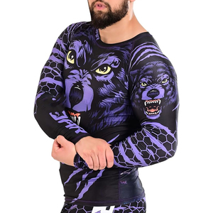 เสื้อแรชการ์ดแขนยาวผู้ชาย ลายกราฟิก ป้องกันรังสียูวี แห้งเร็ว เสื้อกีฬา รับทำโลโก้ OEM - Product Image 2