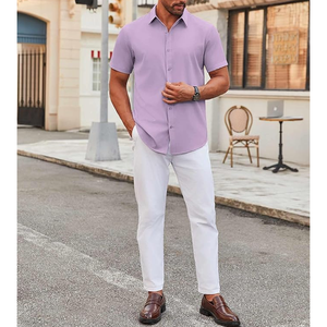 Custom Men's <b>Half</b> Sleeve Dress <b>Shirt</b> Professional Office Business Uniform Breathable Poplin <b>Button</b> Embroidered Logo Premium - Product Image 6
