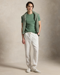 Camiseta de manga corta con cuello redondo de algodón verde liso para hombre – Prenda informal suave, ligera y cómoda para el uso diario - Product Image 3