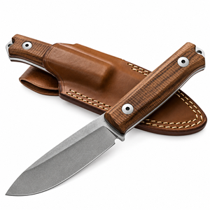 Cuchillos de Caza de Hoja Fija con Mango Texturizado Marrón Castaño y Hoja Gris, con Funda de Cuero Marrón para Camping, Senderismo y Trabajo de Campo - Product Image 5