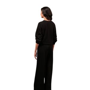 <b>Women</b> Black Two Piece <b>Lounge</b> Set Long Sleeve Sweatshirt Matching <b>Pants</b> Pink Side Stripes Casual Sportswear Custom OEM Apparel - Product Image 2