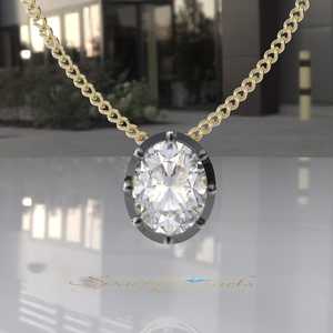 Collier pendentif en moissanite à taille octogonale géométrique, style géorgien, en or massif 14 carats plaqué rhodium, pour événements chrétiens - Product Image 1