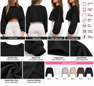 Women's <b>Black</b> Regular Regular Fleece Quick Dry <b>Crew</b> <b>Neck</b> Knitted Breathable Solid Color Winter Long Sleeve <b>Sweatshirt</b> - Product Image 6