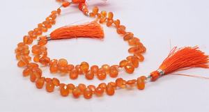 AAA Natural Carnelian Faceted Pear Shape Briolette 5x7-6x8MM Carnelian Beads 8 Inch Faceted Carnelian Pear Beads Strands Bulk - Product Image 3