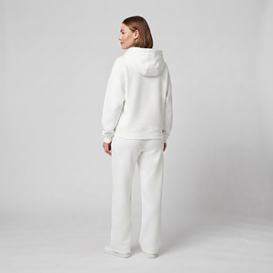 Women's White Maternity Tracksuit Zipper <b>Hoodie</b> Sweatpants Set Full Zipper Loose Fit Winter 100% Cotton Maternity Tracksuits - Product Image 2