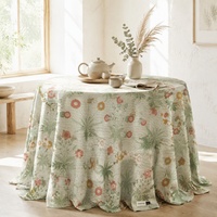 Nappe florale vert sauge à imprimé marguerites orange, longue jusqu'au sol, pour mariage et réception de thé