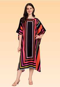 Robe kaftan élégante pour femme – Kaftan de plage imprimé coupe ample pour la collection d'été. - Product Image 3