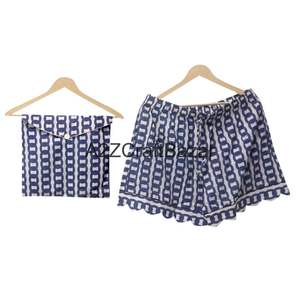 Conjunto de Pijama de Manga Corta para Mujer, 100% Algodón Puro, Estampado a Mano, Lujoso y Suave, con Cintura Elástica y Bolsillos, para Invierno y Verano - Product Image 5