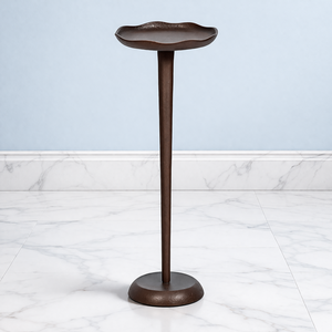 Elegante Mesa de Bar con Pedestal, Bandeja Esculpida en la Parte Superior, Diseño de Columna Delgada, Base Estable, Acento Compacto para Esquinas Decorativas y Entradas - Product Image 1