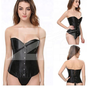 Corset bustier amincissant pour femme, en cuir sexy, avec fermeture éclair sur le devant, vente en gros - Product Image 6