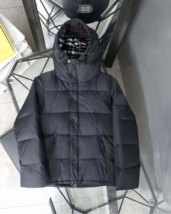 Men's Hooded Solid Canvas Thick Fluffy Winter Outdoor Puffer Jacket Waterproof Windproof Breathable Zipper <b>Detachable</b> <b>Sleeves</b> - Product Image 4