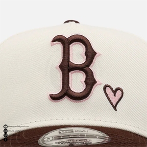Casquette de baseball Mawra personnalisée vintage marron à 5 panneaux, broderie 3D en relief, patch latéral à pois, ajustable, en toile de coton, visière incurvée, sport - Product Image 6
