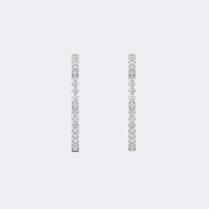 2.65 CTW Lab Grown Round Brilliant Cut Pave Set <b>Large</b> Luxury 10k Gold Plated <b>Hoop</b> Diamond Earrings - Product Image 5