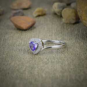 Natural Tanzanite <b>Quartz</b> 925 Sterling Silver <b>Ring</b> White Zirconia Accent Handmade Fine Gemstone Jewelry Gift - Product Image 6