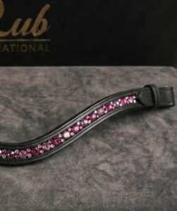 Diadema de Cuero de Lujo Personalizable Rub International con Brillantes Cristales Rosas Modelo 0786 - Product Image 4