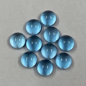 El mejor distribuidor, 6mm, Topacio Azul suizo Natural, cabujones redondos con parte posterior plana, piedras preciosas semipreciosas sueltas para la fabricación de joyas, costo de fábrica - Product Image 3