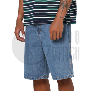 Conjunto de Camiseta y Pantalones Cortos de Mezclilla para Hombre, Camiseta a Rayas Informal, Estilo Holgado, Atuendo de Verano, Ropa Urbana, Top de Algodón, Pantalones Cortos de Mezclilla, Dos Piezas - Product Image 3