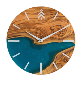 Horloge murale en bois et résine époxy à rayures, idéale pour offrir et décorer la maison, pièce décorative de qualité supérieure pour restaurant et hôtel - Product Image 4