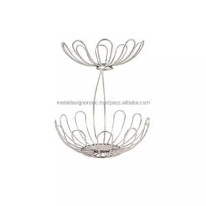 ตะกร้าลวดโลหะทรงกลม2ชั้นที่เก็บอุปกรณ์อเนกประสงค์สำหรับใช้บนโต๊ะอาหารและเครื่องครัว - Product Image 4