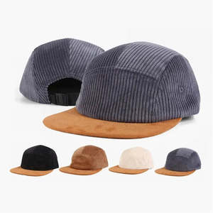 Casquette de mode en velours côtelé 7 panneaux de haute qualité, visière en daim, unisexe, style camp, pour printemps et automne, avec broderie de logo personnalisée, chapeau streetwear - Product Image 1