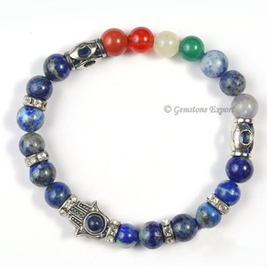 Pulsera Hamsa de 7 Chakras con Lapislázuli - Accesorio de Moda con Cristales - Product Image 1