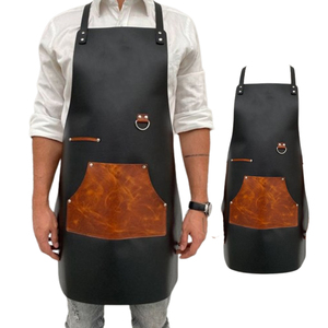 Tablier unisexe en cuir véritable marron avec poche, imperméable, respirant, séchage rapide, tenue de travail professionnelle, uniforme d'atelier, durable, artisanal - Product Image 4