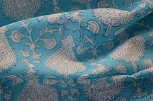 Tela 100% algodón turquesa con estampado paisley impreso a mano |   Tela para Correr Jaipur Mughal Buta al por Mayor - Product Image 4