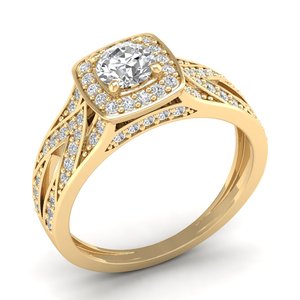 แหวนเงินแท้ 925 ประดับเพชรโมอิสซาไนต์ทรงกลมจาก REYES Wholesale ชุบทอง 14K 18K 22K สำหรับงานแต่งงานและงานหมั้น - Product Image 2