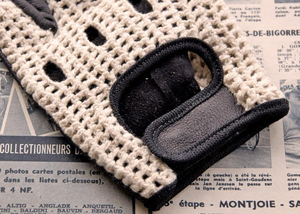 Gants de cyclisme demi-doigts style vintage avec dos en crochet, paume rembourrée antidérapante et design premium - Product Image 3