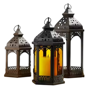 Lantern Candle Holder With Glass <b>Panels</b> Durable Metal Design For Home <b>Decoration</b> Indoor Outdoor Use Wedding Lantern - Product Image 1