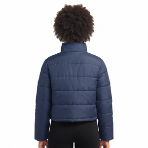 Vestes courtes en coton personnalisées pour femmes, à manches longues, amples, avec poches, fermeture éclair, style doudoune - Product Image 3